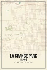 Obraz premium Retro US city map of La Grange Park, Illinois. Vintage street map.
