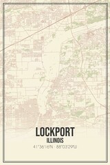 Retro US city map of Lockport, Illinois. Vintage street map.