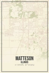 Fototapeta na wymiar Retro US city map of Matteson, Illinois. Vintage street map.