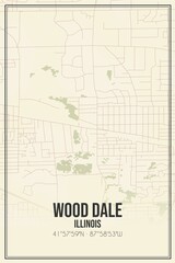 Retro US city map of Wood Dale, Illinois. Vintage street map.