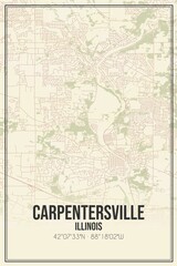 Fototapeta na wymiar Retro US city map of Carpentersville, Illinois. Vintage street map.