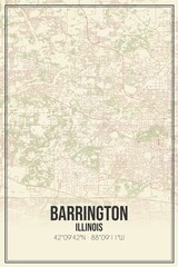 Retro US city map of Barrington, Illinois. Vintage street map.