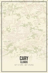 Fototapeta premium Retro US city map of Cary, Illinois. Vintage street map.