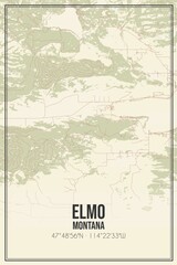 Fototapeta premium Retro US city map of Elmo, Montana. Vintage street map.