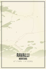 Retro US city map of Ravalli, Montana. Vintage street map.