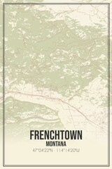 Retro US city map of Frenchtown, Montana. Vintage street map.