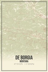 Retro US city map of De Borgia, Montana. Vintage street map.