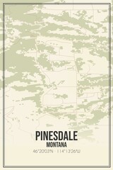 Retro US city map of Pinesdale, Montana. Vintage street map.