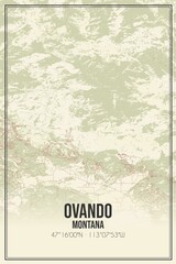 Retro US city map of Ovando, Montana. Vintage street map.