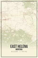 Retro US city map of East Helena, Montana. Vintage street map.