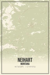 Retro US city map of Neihart, Montana. Vintage street map.