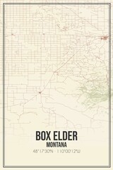 Retro US city map of Box Elder, Montana. Vintage street map.