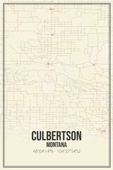 Obraz premium Retro US city map of Culbertson, Montana. Vintage street map.