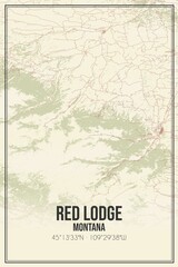 Retro US city map of Red Lodge, Montana. Vintage street map.