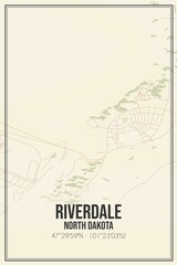 Retro US city map of Riverdale, North Dakota. Vintage street map.