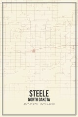 Retro US city map of Steele, North Dakota. Vintage street map.