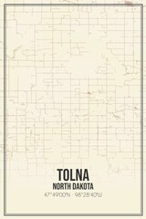 Retro US city map of Tolna, North Dakota. Vintage street map.