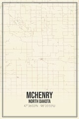 Retro US city map of Mchenry, North Dakota. Vintage street map.