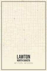 Retro US city map of Lawton, North Dakota. Vintage street map.