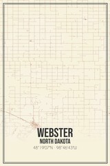 Retro US city map of Webster, North Dakota. Vintage street map.