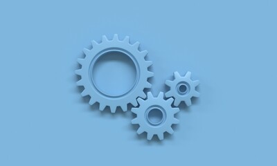 Blue gear wheels 3D