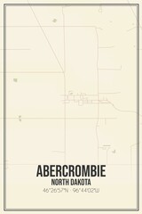 Retro US city map of Abercrombie, North Dakota. Vintage street map.