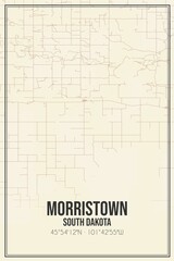 Retro US city map of Morristown, South Dakota. Vintage street map.