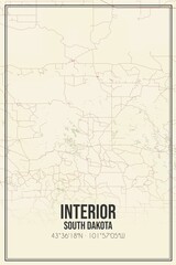 Fototapeta premium Retro US city map of Interior, South Dakota. Vintage street map.