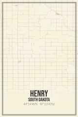 Retro US city map of Henry, South Dakota. Vintage street map.
