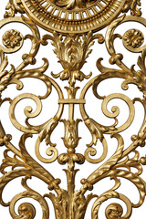 Motifs and details of an Imperial golden gate on png transparent background.