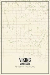 Retro US city map of Viking, Minnesota. Vintage street map.