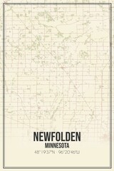 Retro US city map of Newfolden, Minnesota. Vintage street map.