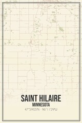 Retro US city map of Saint Hilaire, Minnesota. Vintage street map.