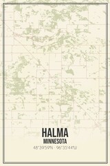 Fototapeta premium Retro US city map of Halma, Minnesota. Vintage street map.