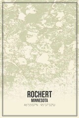 Retro US city map of Rochert, Minnesota. Vintage street map.