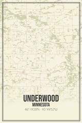 Retro US city map of Underwood, Minnesota. Vintage street map.