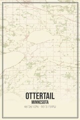 Retro US city map of Ottertail, Minnesota. Vintage street map.