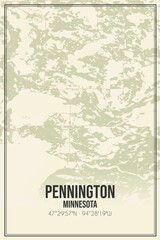 Retro US city map of Pennington, Minnesota. Vintage street map.