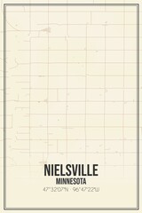 Retro US city map of Nielsville, Minnesota. Vintage street map.