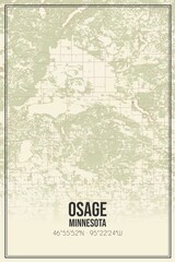 Retro US city map of Osage, Minnesota. Vintage street map.