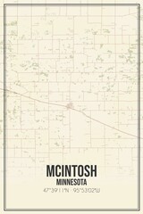 Retro US city map of Mcintosh, Minnesota. Vintage street map.
