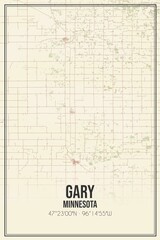 Retro US city map of Gary, Minnesota. Vintage street map.