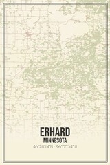 Retro US city map of Erhard, Minnesota. Vintage street map.