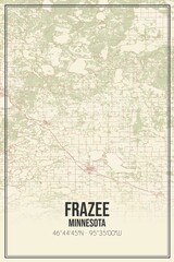 Retro US city map of Frazee, Minnesota. Vintage street map.