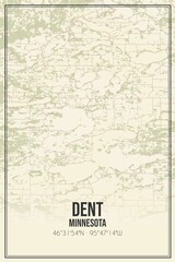 Retro US city map of Dent, Minnesota. Vintage street map.