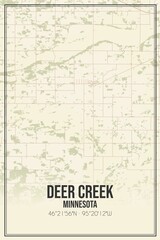 Retro US city map of Deer Creek, Minnesota. Vintage street map.