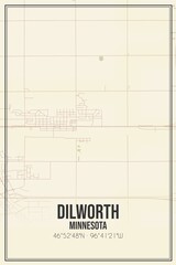 Retro US city map of Dilworth, Minnesota. Vintage street map.