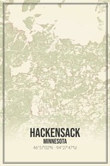 Retro US city map of Hackensack, Minnesota. Vintage street map.