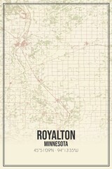 Fototapeta na wymiar Retro US city map of Royalton, Minnesota. Vintage street map.