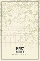 Retro US city map of Pierz, Minnesota. Vintage street map.